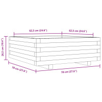 Produktbild för Odlingslåda 70x70x26,5 cm massivt furuträ