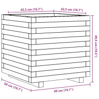 Produktbild för Odlingslåda vaxbrun 50x50x49,5 cm massiv furu