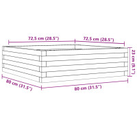 Produktbild för Odlingslåda vaxbrun 80x80x23 cm massiv furu