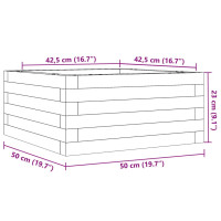 Produktbild för Odlingslåda 50x50x23 cm vit massiv furu