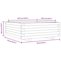 Produktbild för Odlingslåda vaxbrun 70x70x26,5 cm massiv furu