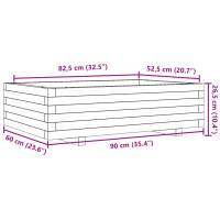 Produktbild för Odlingslåda vaxbrun 90x60x26,5 cm massiv furu