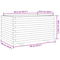 Produktbild för Odlingslåda vaxbrun 90x60x49,5 cm massiv furu