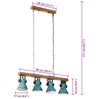 Produktbild för Taklampa 25 W nött blå 90x24x111 cm E27