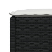 Produktbild för Trädgårdspall med dyna svart 63,5x56x32 cm konstrotting