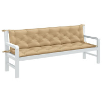 Produktbild för Bänkdyna 2 st melerad beige 200x50x7 cm tyg