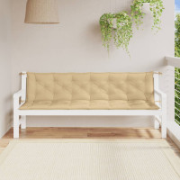 Produktbild för Bänkdyna 2 st melerad beige 200x50x7 cm tyg