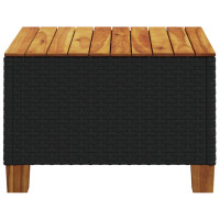 Produktbild för Trädgårdsbord svart 55x55x36 cm konstrotting akaciaträ
