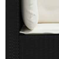 Produktbild för Trädgårdssoffa 3-sits med dynor konstrotting svart