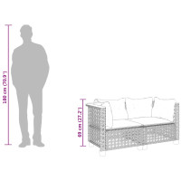 Produktbild för Trädgårdssoffa hörnsektion med dynor 2 st grå konstrotting