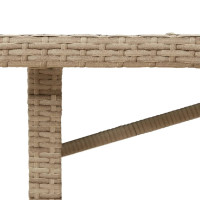 Produktbild för Trädgårdsbord med glasskiva beige 190x80x75 cm konstrotting