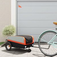 Produktbild för Cykelvagn svart och orange 30 kg järn