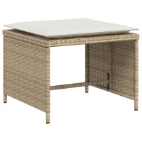 Produktbild för Trädgårdsfåtölj med fotpall beige konstrotting