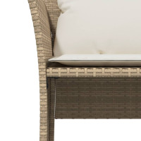 Produktbild för Trädgårdsfåtölj med fotpall beige konstrotting