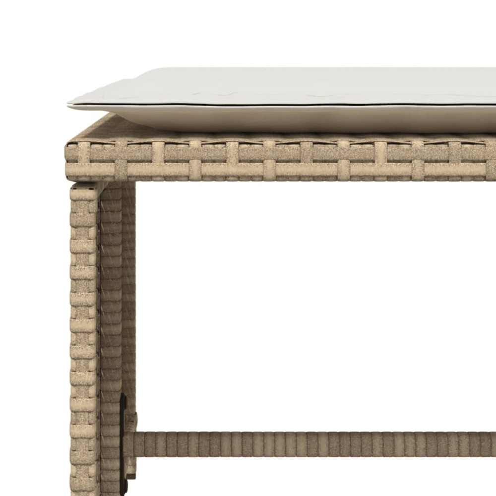 Produktbild för Trädgårdsfåtölj med fotpall beige konstrotting