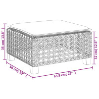 Produktbild för Trädgårdspall med dyna grå 63,5x56x32 cm konstrotting