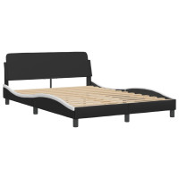 Produktbild för Bed "Viana" with Mattress Black and White 140x190 cm Faux Leather