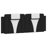 Produktbild för Bed "Viana" with Mattress Black and White 140x190 cm Faux Leather