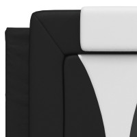 Produktbild för Bed "Viana" with Mattress Black and White 140x190 cm Faux Leather