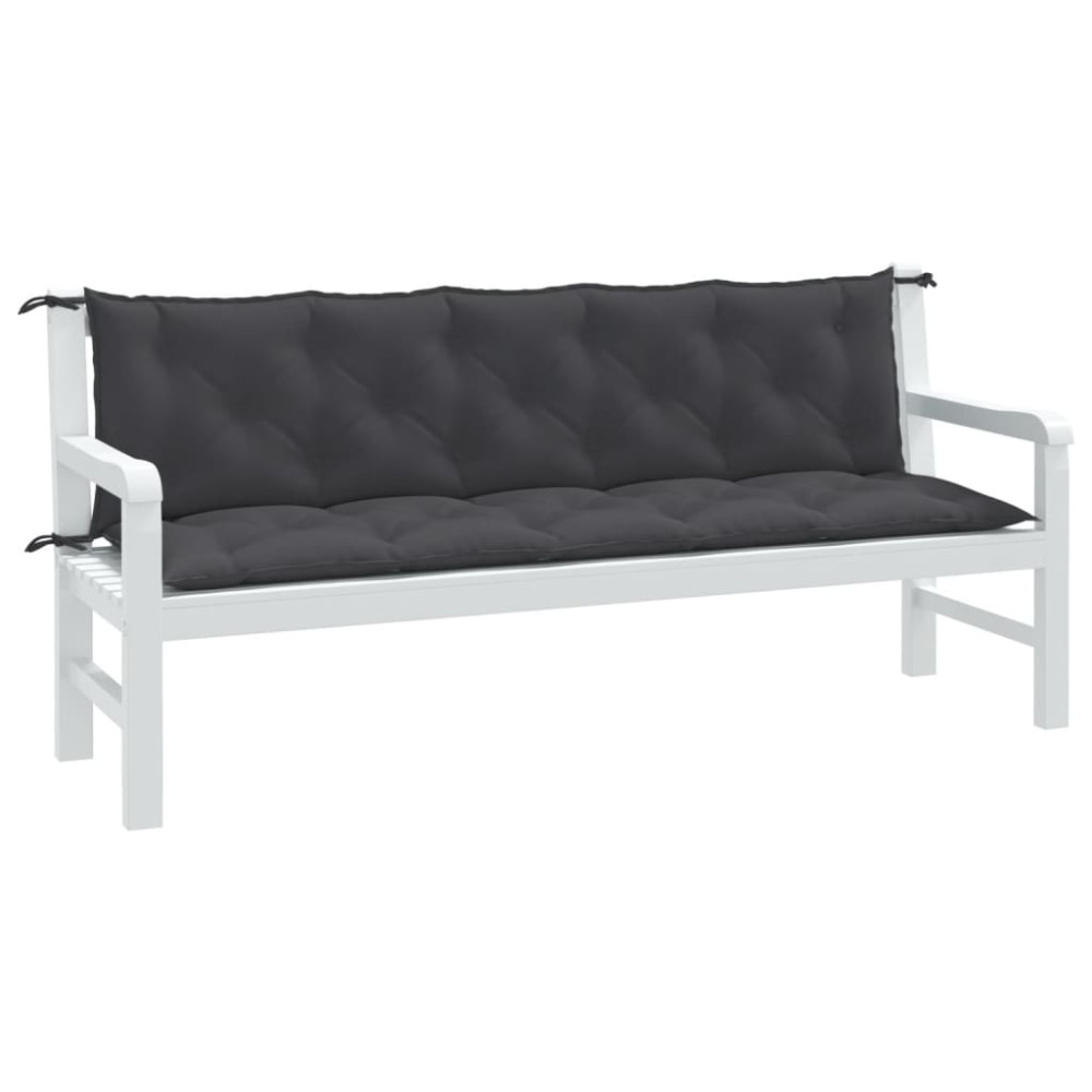 Produktbild för Bänkdynor 2 st melerad antracit 180x50x7 cm tyg