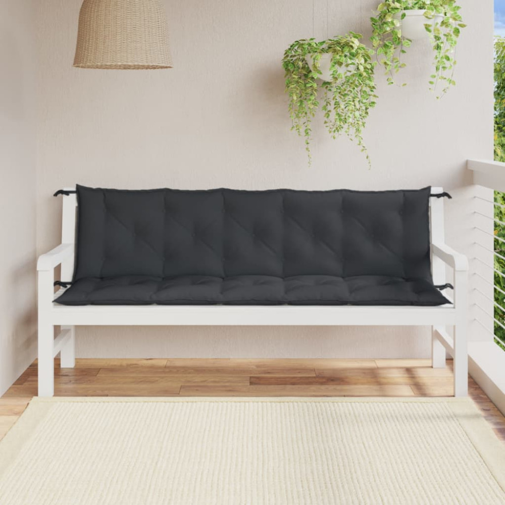 Produktbild för Bänkdynor 2 st melerad antracit 180x50x7 cm tyg
