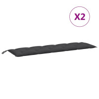 Produktbild för Bänkdynor 2 st melerad antracit 180x50x7 cm tyg