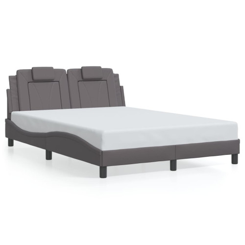 vidaXL Bed Frame "Viana" with LED without Mattress Grey 140x190 cm - Sängar & Sängramar