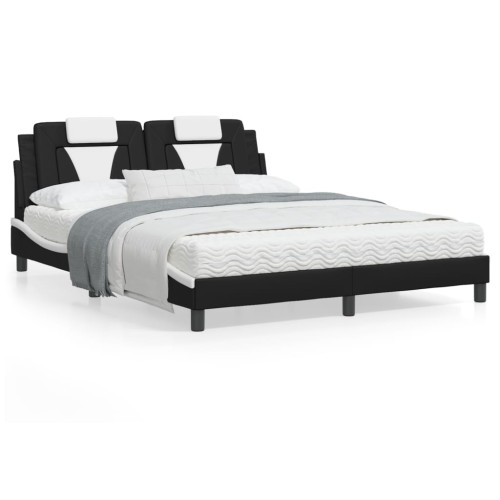 vidaXL Bed Frame "Viana" without Mattress Black and White 160x200 cm Faux Leather - Sängar & Sängramar