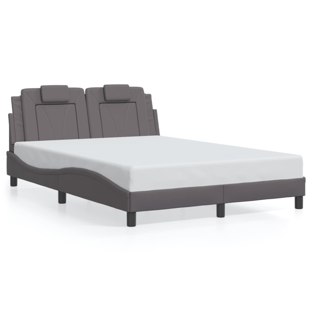 Produktbild för Bed Frame "Viana" with LED without Mattress Grey 140x200 cm