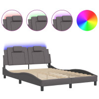 Produktbild för Bed Frame "Viana" with LED without Mattress Grey 140x200 cm