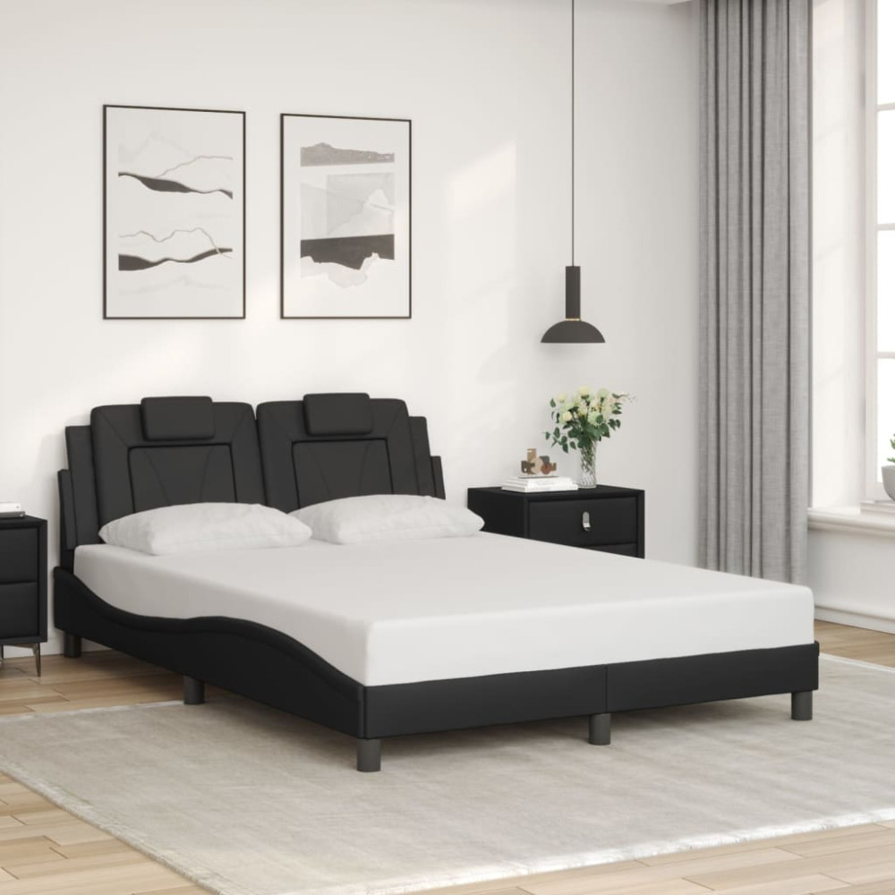 Produktbild för Bed Frame "Viana" with LED without Mattress Grey 140x200 cm