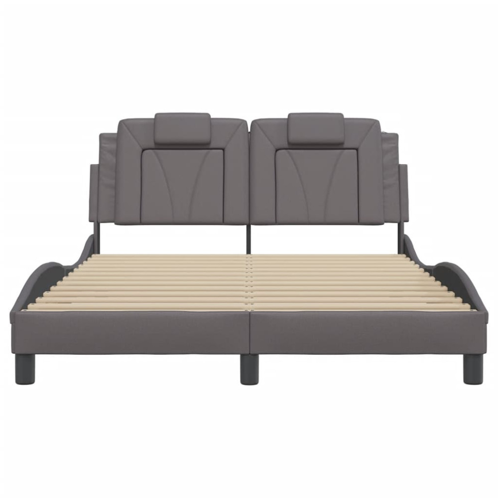 Produktbild för Bed Frame "Viana" with LED without Mattress Grey 140x200 cm