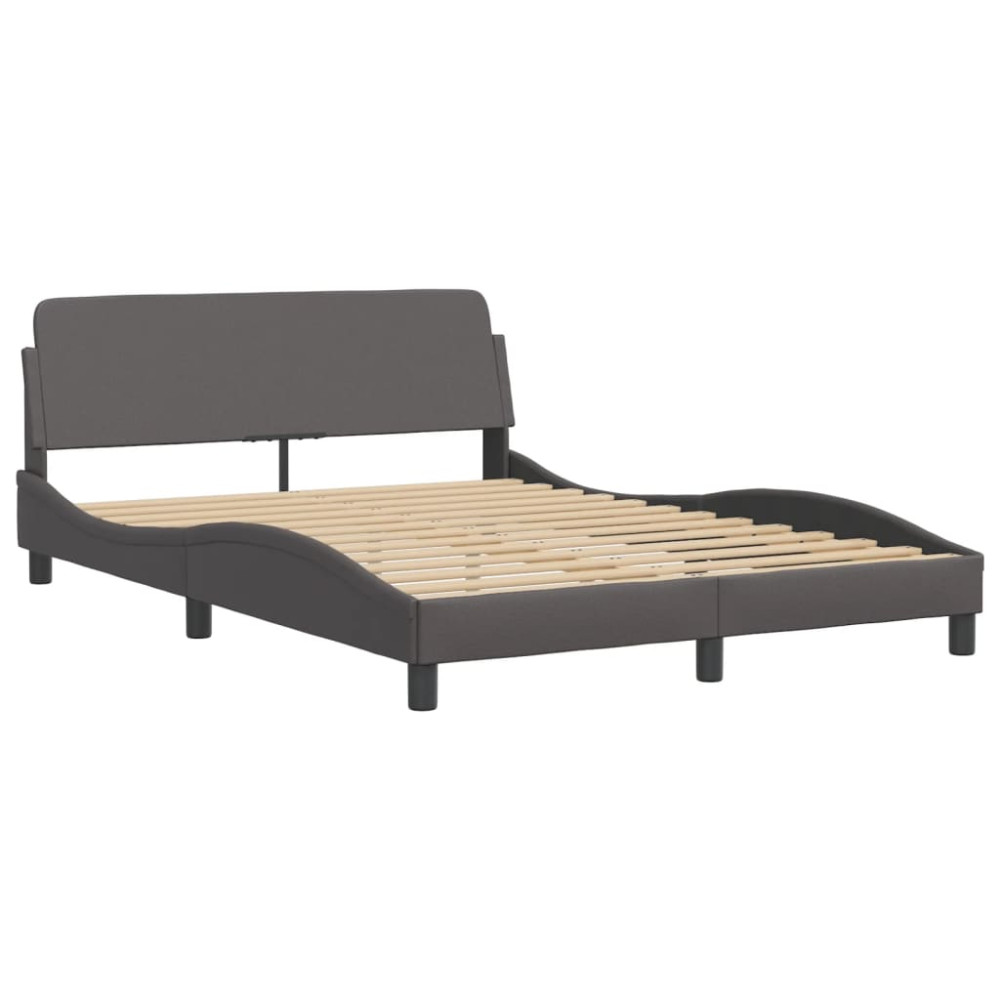 Produktbild för Bed Frame "Viana" with LED without Mattress Grey 140x200 cm