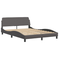 Produktbild för Bed Frame "Viana" with LED without Mattress Grey 140x200 cm