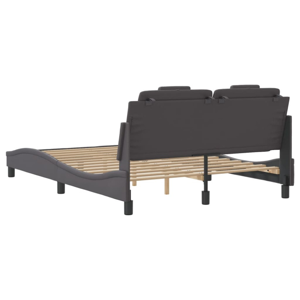 Produktbild för Bed Frame "Viana" with LED without Mattress Grey 140x200 cm