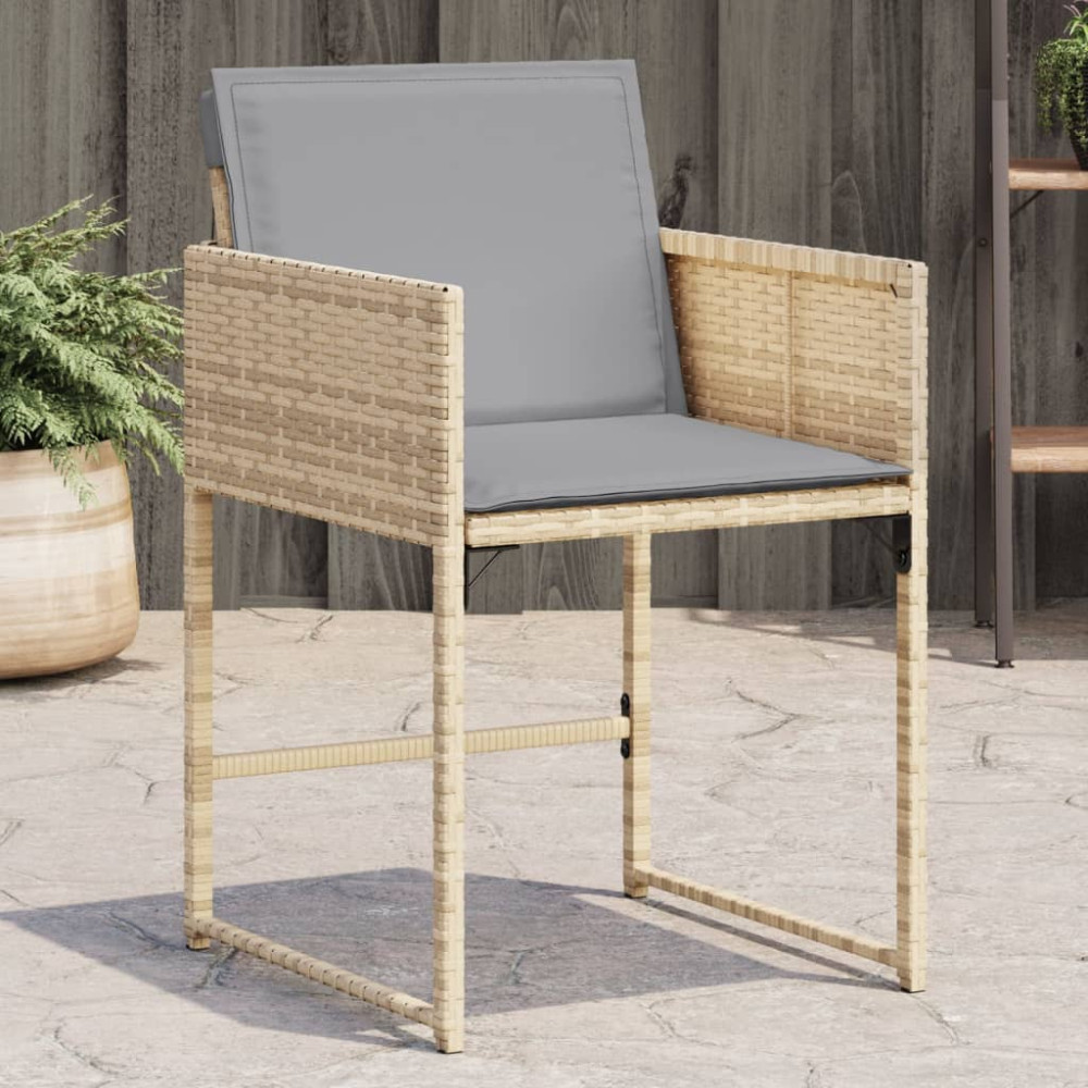 Produktbild för Trädgårdsstolar med dynor 4 st blandad beige konstrotting