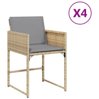 Produktbild för Trädgårdsstolar med dynor 4 st blandad beige konstrotting
