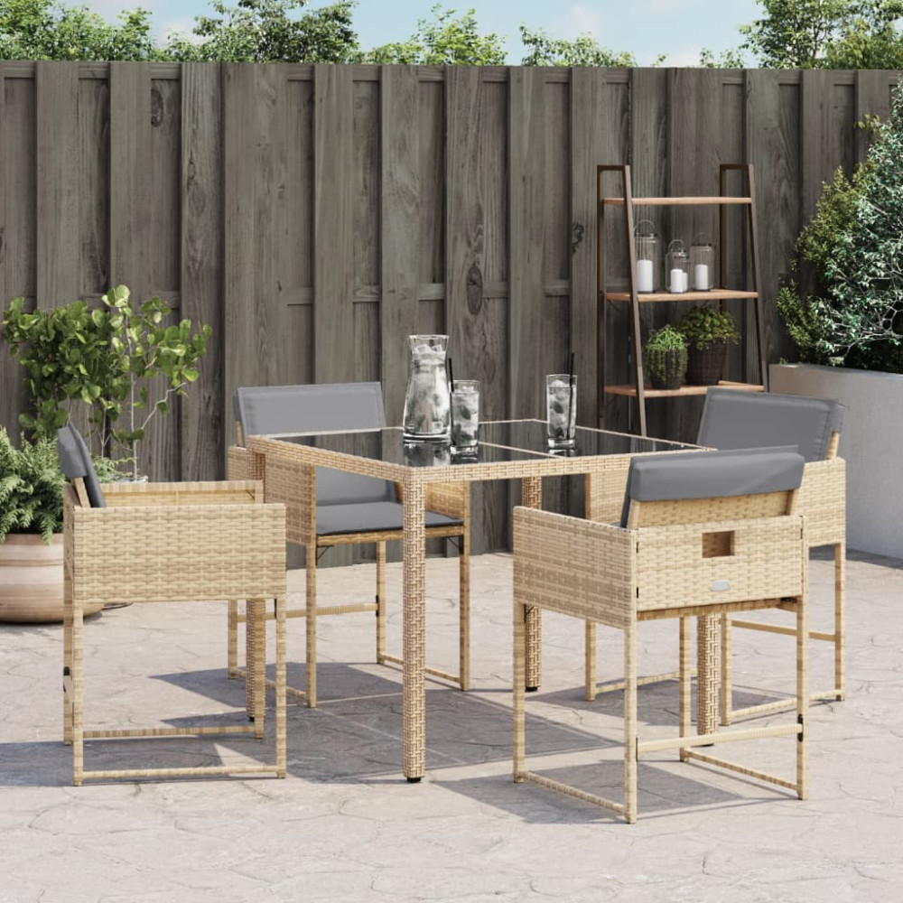 Produktbild för Trädgårdsstolar med dynor 4 st blandad beige konstrotting