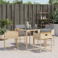 Produktbild för Trädgårdsstolar med dynor 4 st blandad beige konstrotting