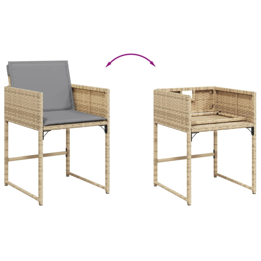 Produktbild för Trädgårdsstolar med dynor 4 st blandad beige konstrotting