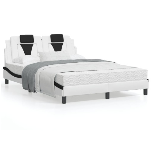 vidaXL Bed Frame "Viana" without Mattress White and Black 140x190 cm Faux Leather - Sängar & Sängramar