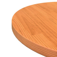 Produktbild för Bordsskiva rund vaxad brun Ø50x2,5 cm massiv furu