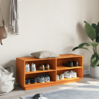 Produktbild för Tv-bänk vaxbrun 110x34x45 cm massiv furu