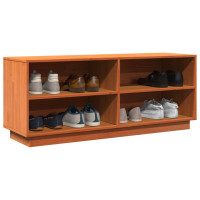 Produktbild för Tv-bänk vaxbrun 110x34x45 cm massiv furu