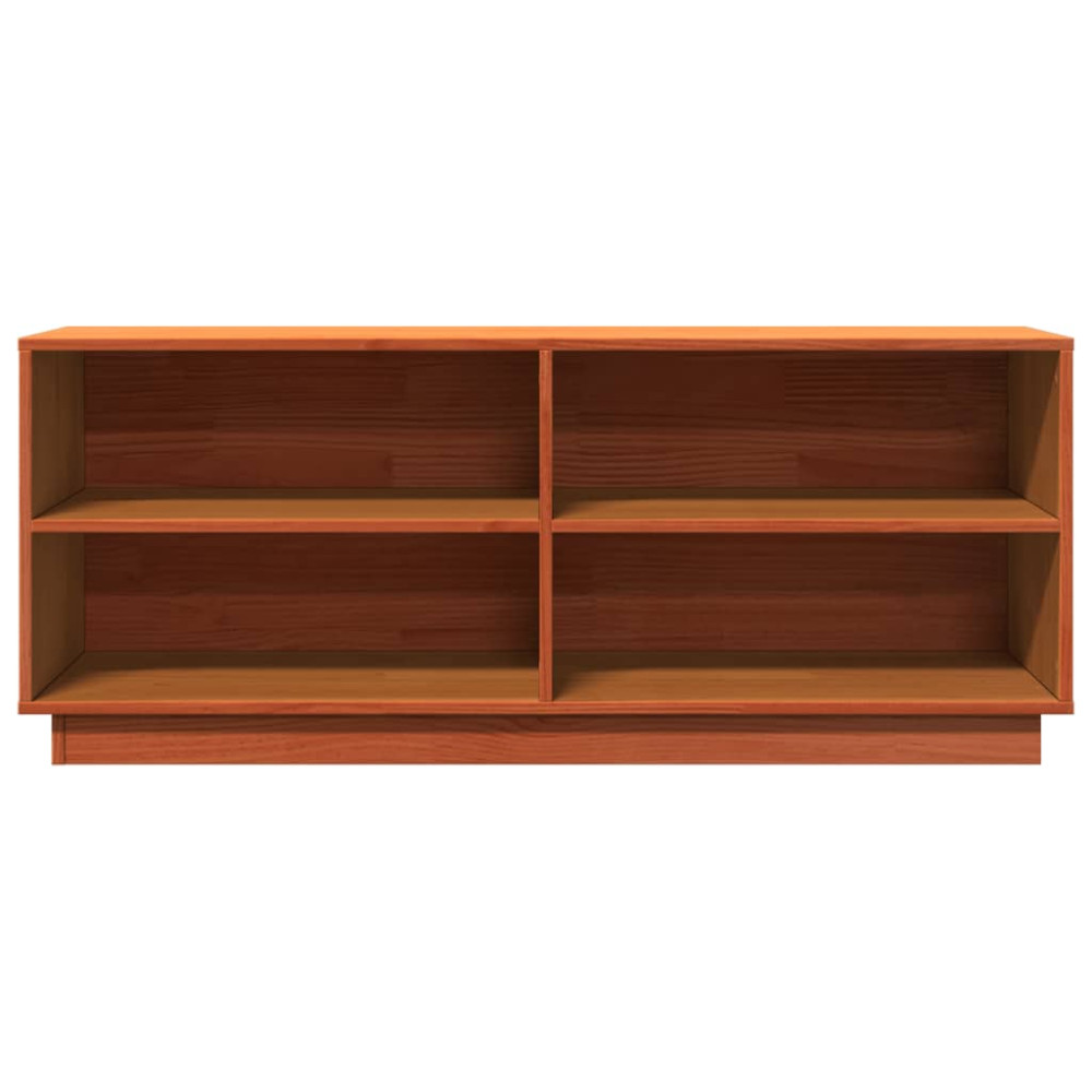Produktbild för Tv-bänk vaxbrun 110x34x45 cm massiv furu
