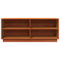 Produktbild för Tv-bänk vaxbrun 110x34x45 cm massiv furu