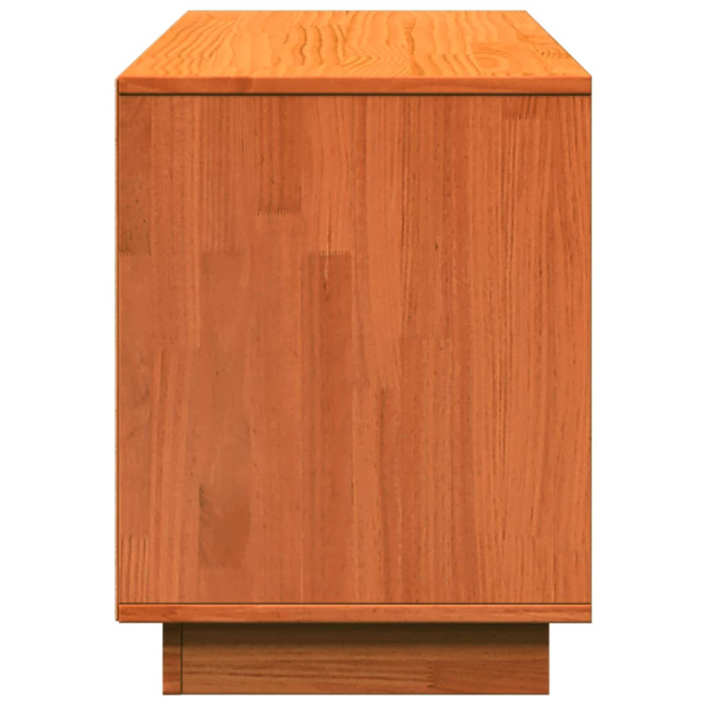 Produktbild för Tv-bänk vaxbrun 110x34x45 cm massiv furu