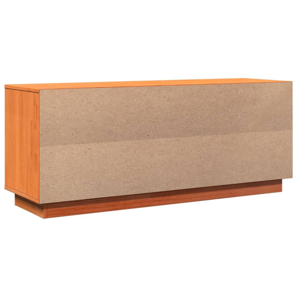 Produktbild för Tv-bänk vaxbrun 110x34x45 cm massiv furu