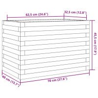 Produktbild för Odlingslåda vaxbrun 70x40x45,5 cm massiv furu