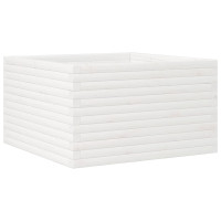 Produktbild för Odlingslåda vit 80x80x45,5 cm massiv furu